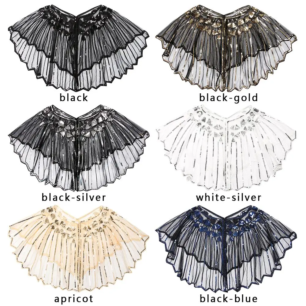 Elegant Ladies Party Evening Dress Accessories Short Jacket Evening Cape Vintage Sequins Shawl Wraps