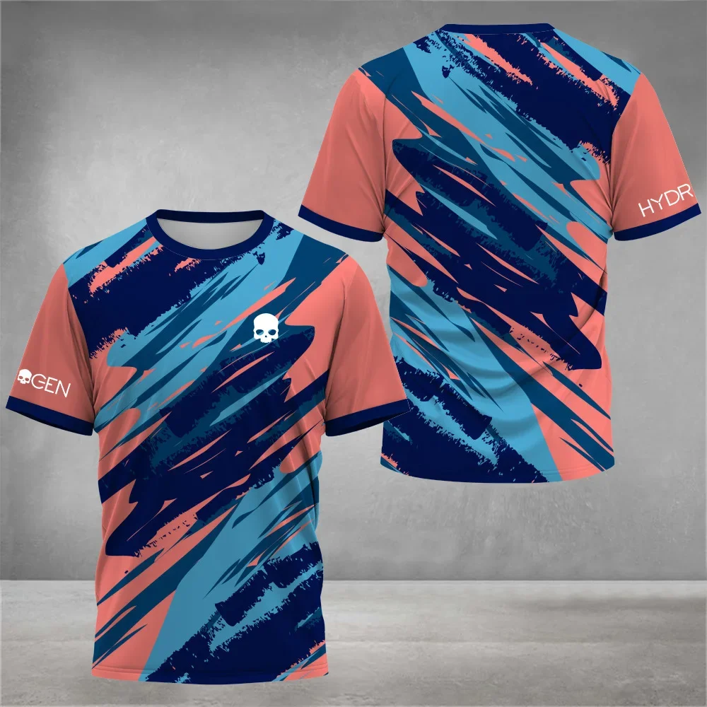 Casual Black White Striped Printed Tennis T-Shirt Men's Padel Clothing Oversized Loose Sports Short Sleeve T-Shirt Quick-Drying