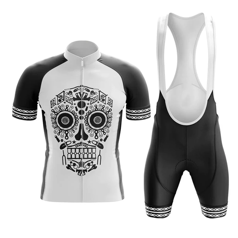 Maillot De Vélo Manches Longues Homme – Motif Crâne, Orange, UV, Tailles S à 5XL