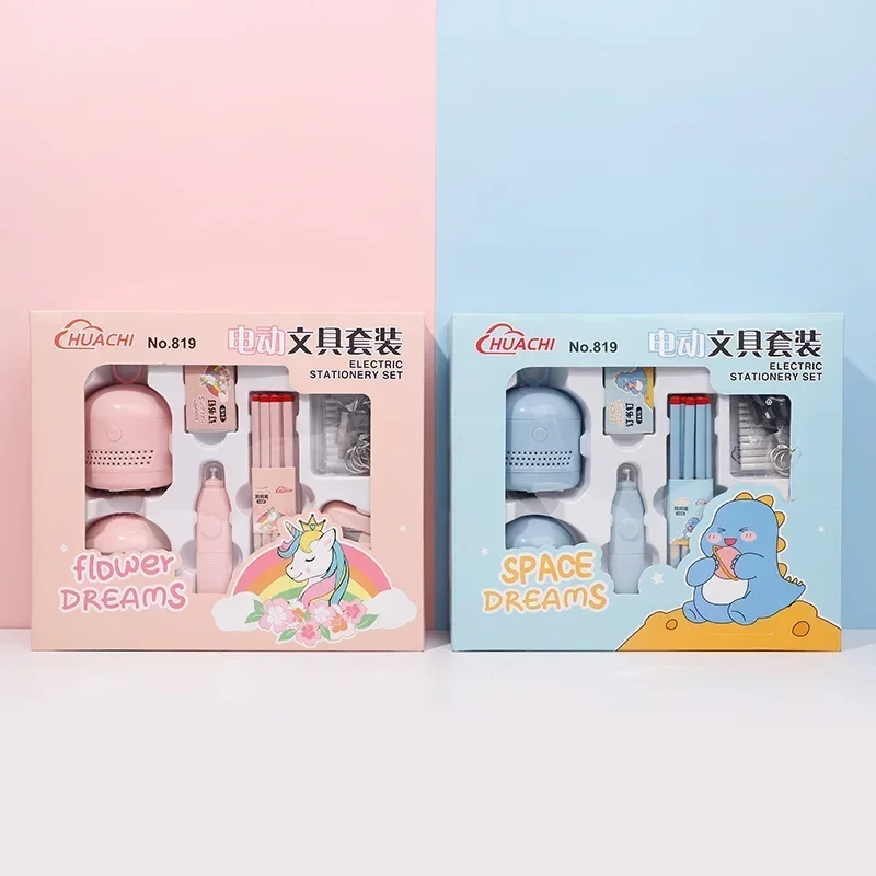 기계식 학교 키트 연필 용품 지우개, 미술 문구 전기 클리너 세트, 어린이용 전자 샤프너
