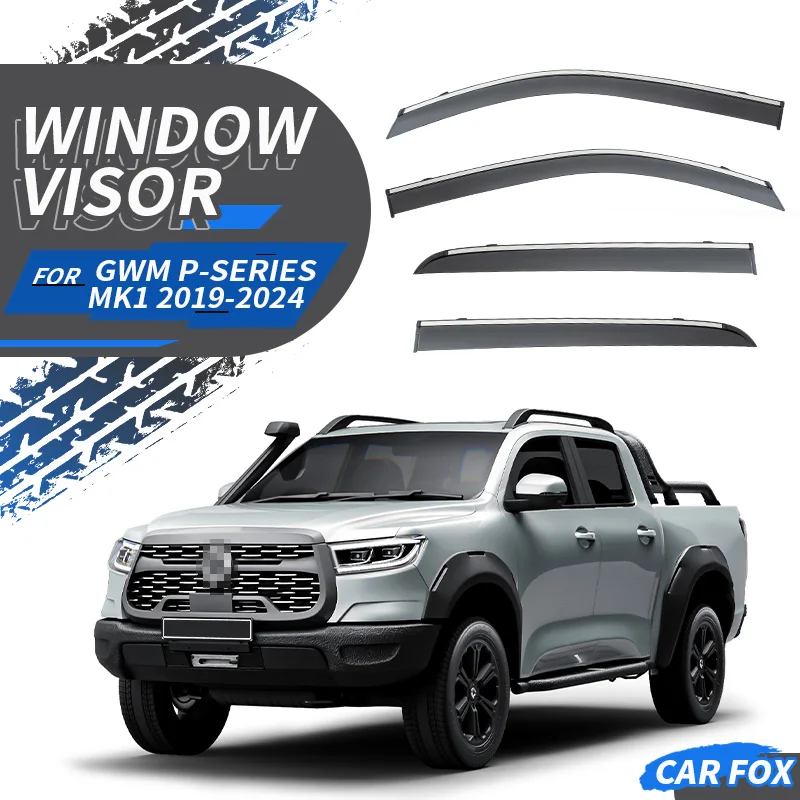 

For GWM P-Series 2019+ Plastic Window Visor Vent Shades Sun Rain Deflector Guard 4PCS/SE For GWM P-Series 2019+