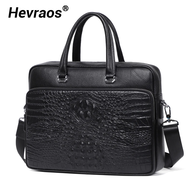 Genuine Leather Men's Business Briefcase Large Capacity Shoulder