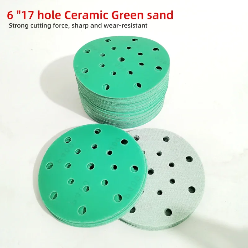 샌딩 디스크 후크 및 루프 샌드페이퍼 6In 17홀 FSTOOL/MIRKA 샌더용 건식 그라운드 연마 80-400grit 자체 접착 폴리쉬