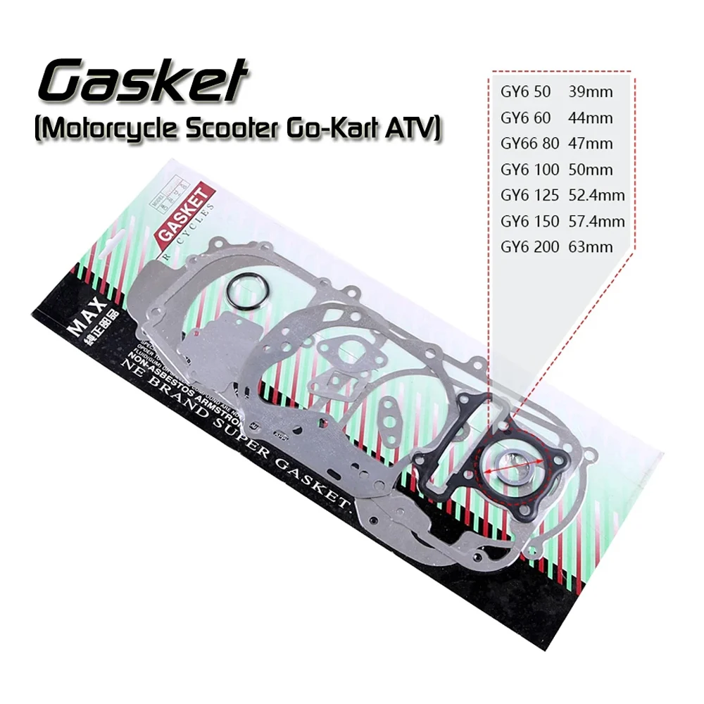 Motorcycle Accessories Gasket Motorcycle Scooter GY6 50cc-200cc 4-stroke 139QMB 137MQI 152QMI 157QMJ Moped Kart ATV
