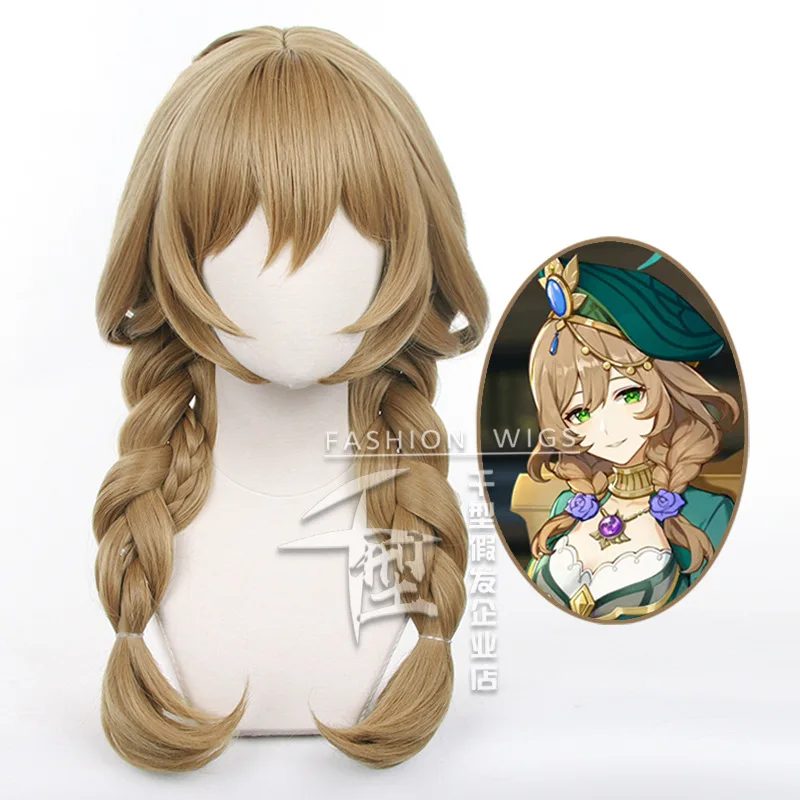 

Game Genshin Impact Lisa Cosplay Wig 60cm Braid Hair Heat Resistant Synthetic Halloween Party Accessories Props