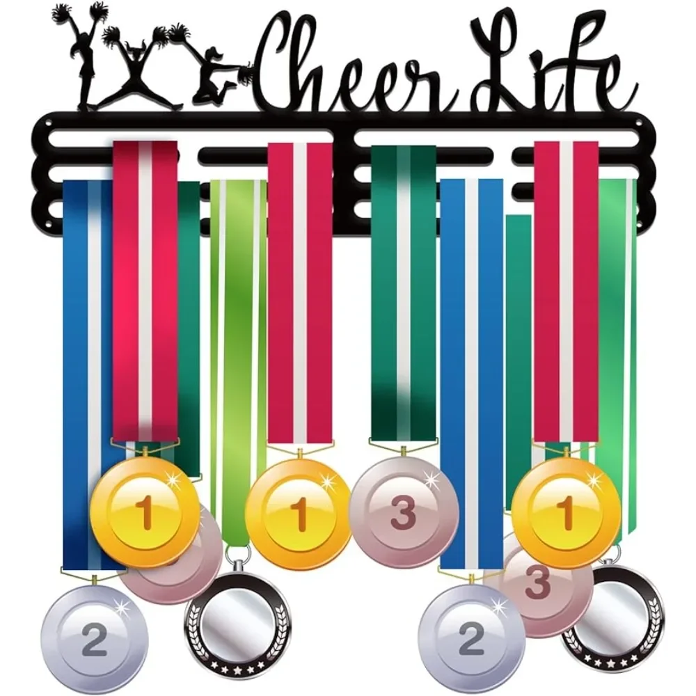Portamonete Display Cheerleading Medal Hanger 3 Lines Race Medal Display Sport Award Rack Montaggio A Parete Cornice In Metallo Per Oltre 50