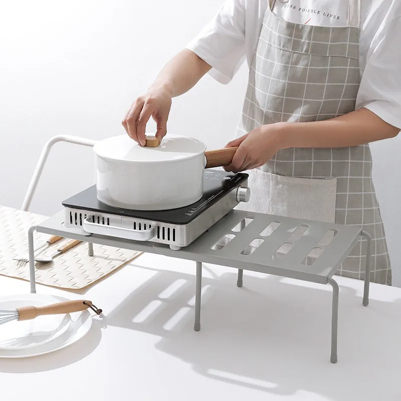 Expandable Kitchen Cabinet Organizer (35-67cm) Storage Rack Kitchen Shelf Dish Bowl Organizer Condiment Rack Kitchen Utensils 4