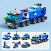 Police Truck City Fire Car Engineering Crane Tank Helicopter Bricks Set Toys for Children Kids 6IN1 Building Blocks 2