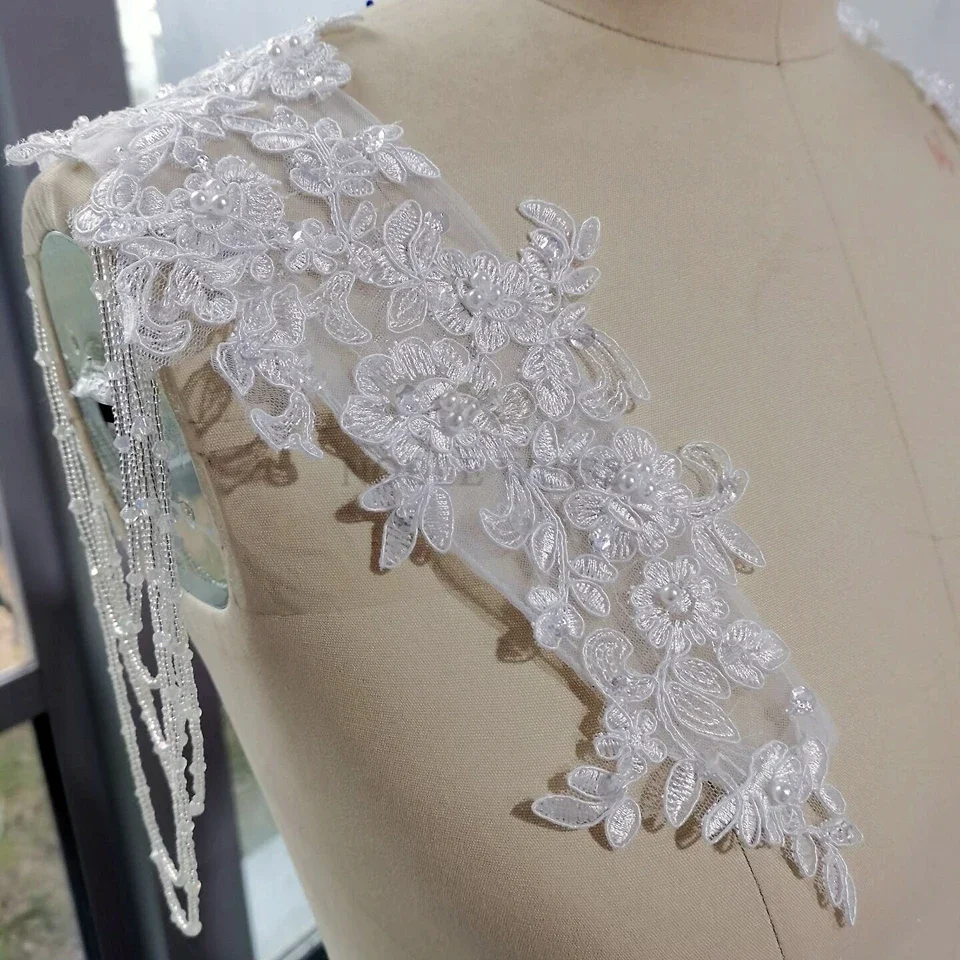 Removeable Wedding Dress Straps Wedding Jackets Lace Top Bridal Bolero Shawl Straps For Strapless Dress One Pair Customized wedding shawl