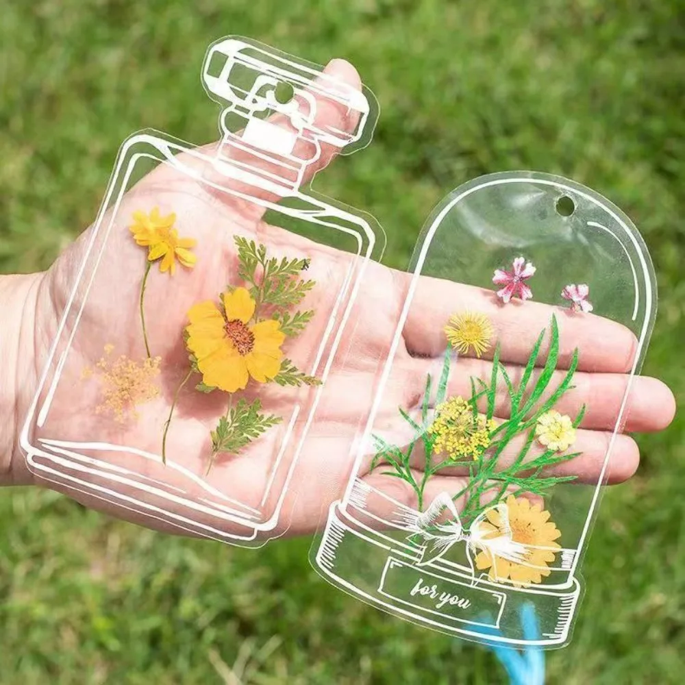20 Pcs Transparent Glassware Shape Dried Flower Bookmarks Herbarium Bookmarks Flower Page Clips Reading Mark Stickers