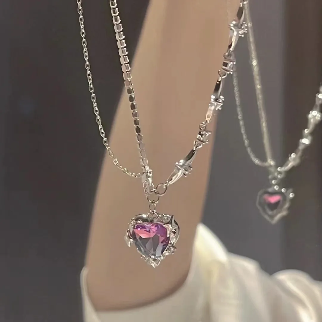 [COLD FRAME] /☆ VERY VINTAGE LILAC QUARTZ HEART PENDANT VERY VINTAGE LILAC QUARTZ HEART PENDANT NECKLACE