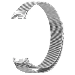 Enhanced Metal Strap with Milanese Magnetic Loop and TPU Screen Protector for Smartwatch Bracelet Replacement (Silver Strap)