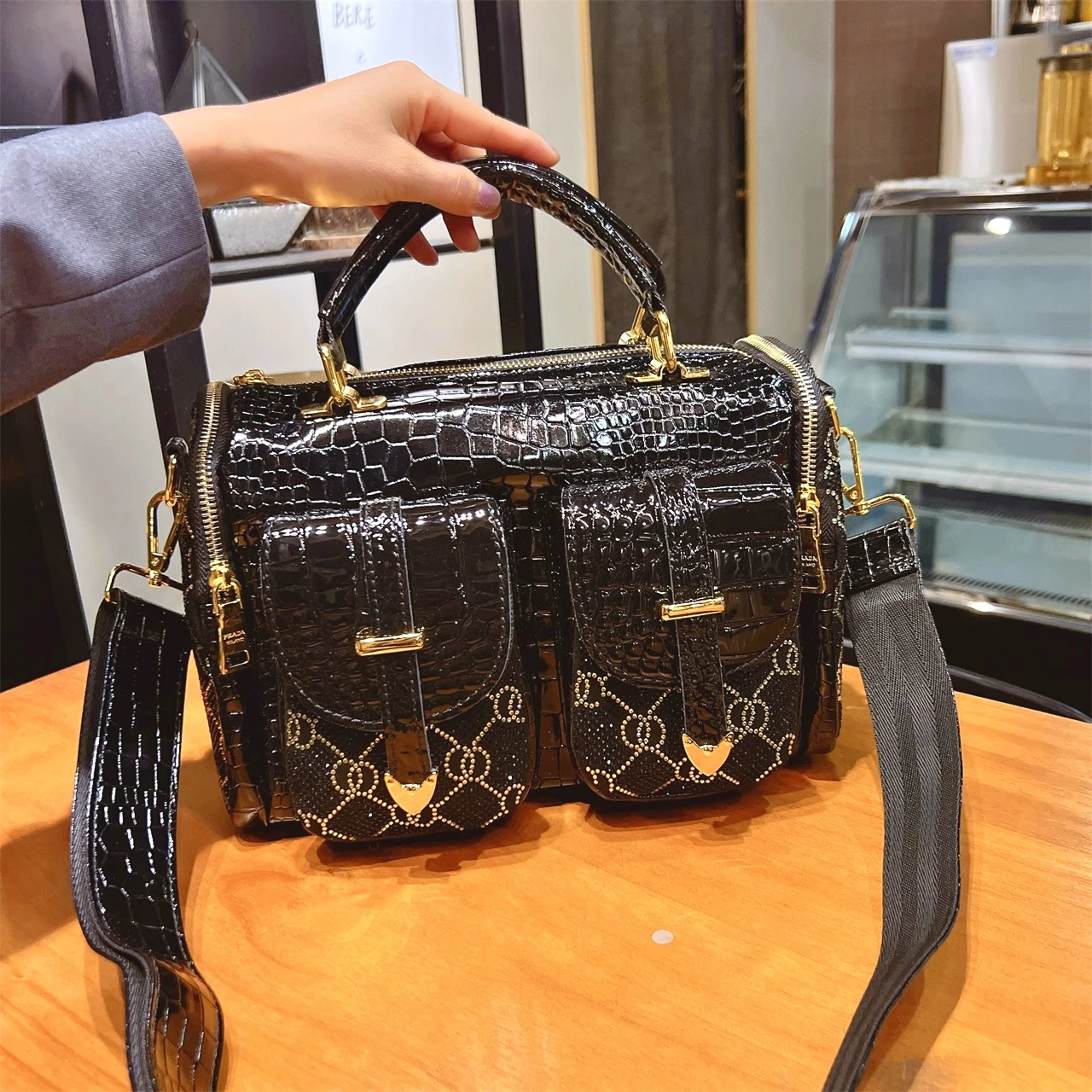 Bolsos de cuero de marca de diseñador famoso para mujer, bolsos de mano de lujo, bolso de hombro de Boston, 2023| | -