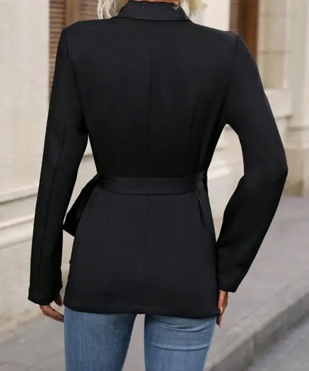 Blazer Coat 2024 Autumn Winter Spring New Fashion Elegant Tied Detail Ruched Top Temperament Commuting Female Casual Clothing