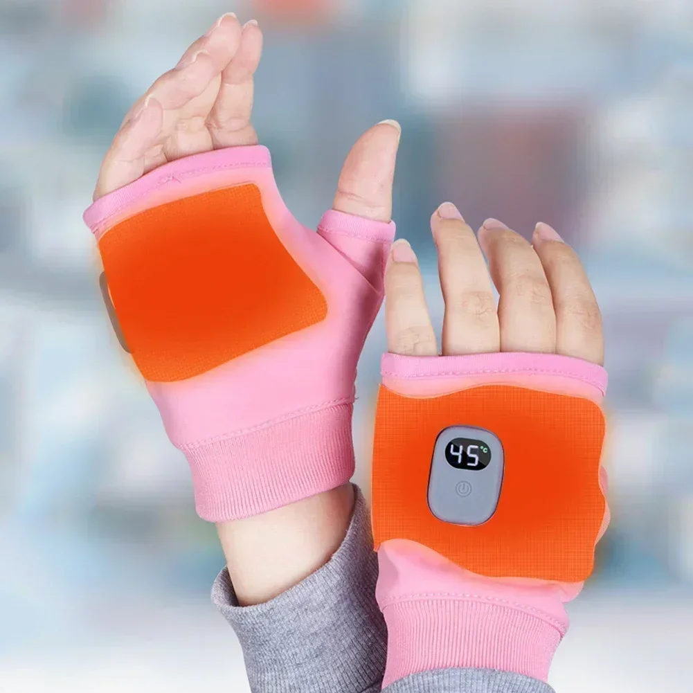Rechargeable Heated Gloves 360 Degree Thermal Heated Gloves Winter Windproof Warm Fingerless Gloves for Outdoor Hiking Cycling 2