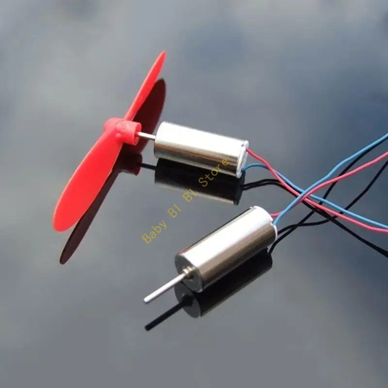 Moteur sans noyau 7mm 3.7V 45000tr/min pour drone RC en rotation, avec pâle d'hélice attachée