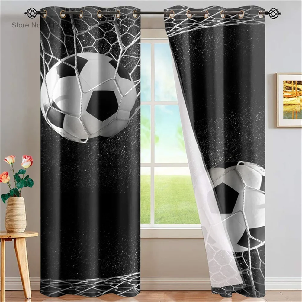 Football 3D Print Blackout Curtains Boys Bedroom Living Room Window