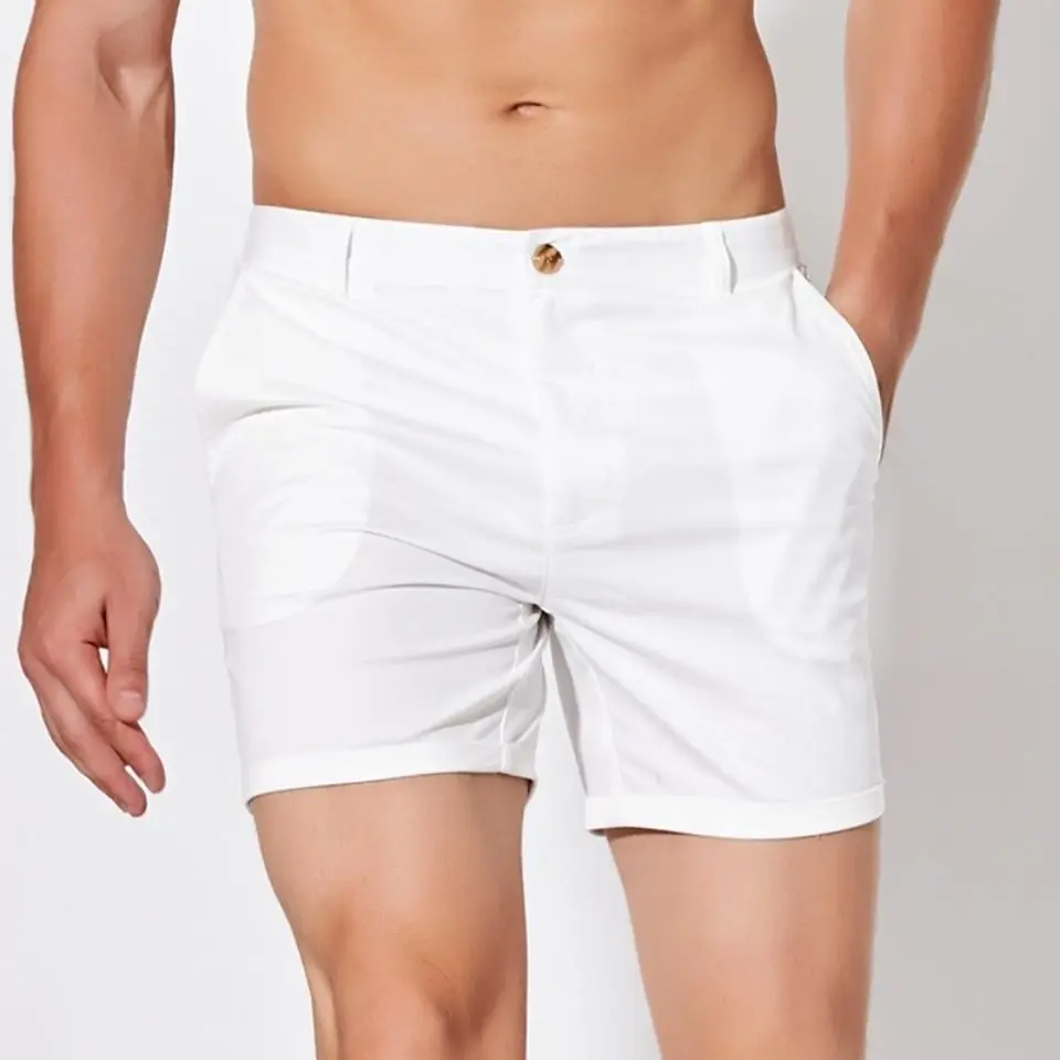 

Pure Linen Shorts for Men 2023 Summer New Fashion Solid Color Loose Holiday Shorts Man Casual Plus Size Button Fly Shorts W21