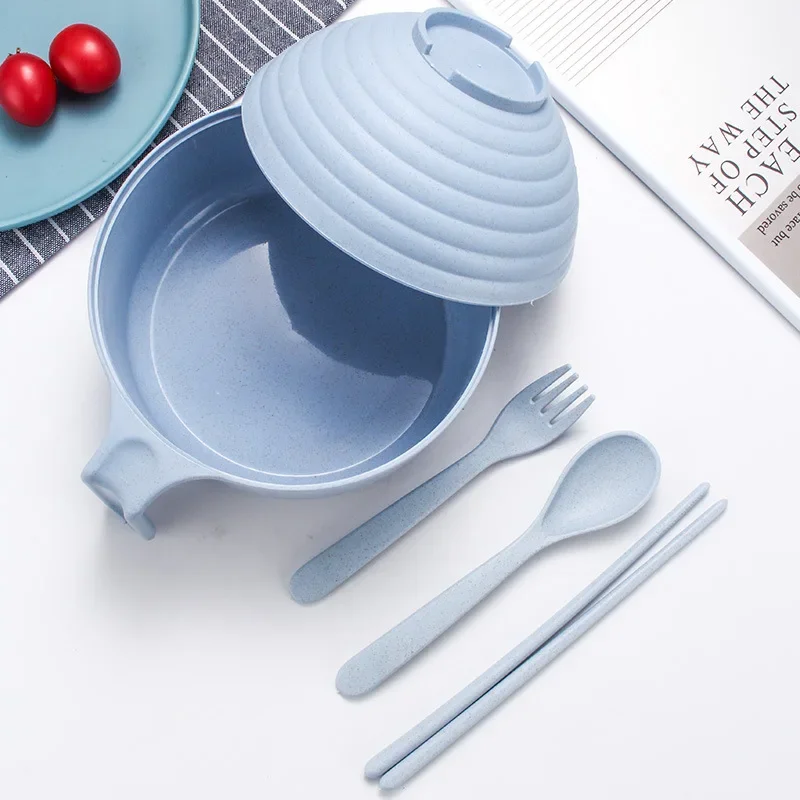 

Новая детская разноцветная круглая миска с крышкой, посуда из пшеничной соломы, деловые подарки