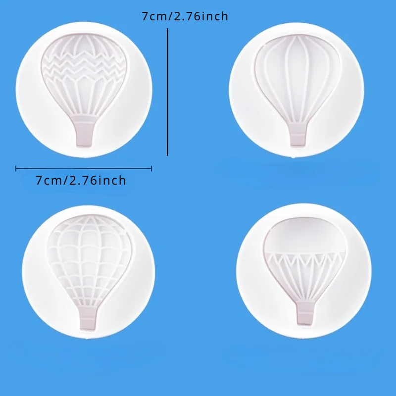 4pcs, Hot Air Balloon Spring Mold Simulation Biscuit Mold Set DIY Baking Utensils, Cookie Stamp Set,  Kitchen Accessories