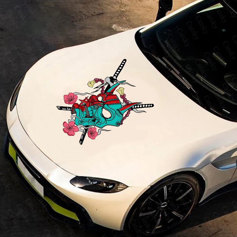 Samurai Mask Japan Car Decal Side Graphic Vinyl Decal Modificato Racing Car Print Decoration Ita Car Car Decal Sticker