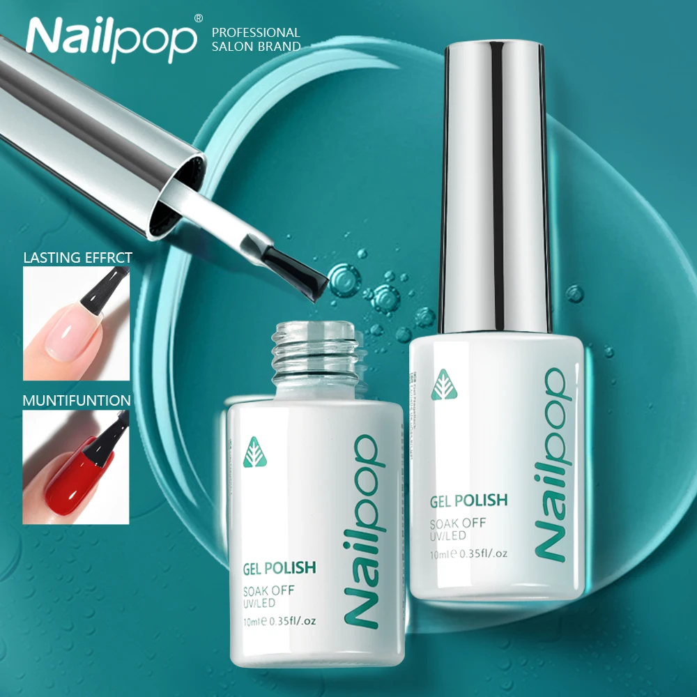 NAILPOP No Wipe Top Coat Base Coat Primer Gel UV Polish Design Enhancer