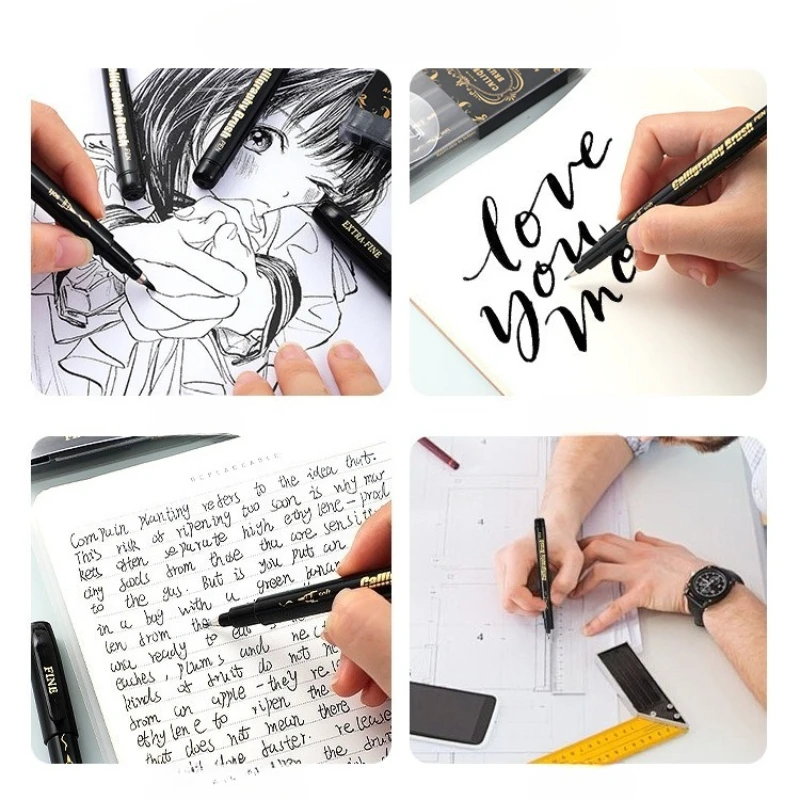 4pcs 마커 펜 방수 및 자외선 차단, 학생들이 서예, 사무실 서명, 그림 그리기, 낙서에 사용할 때 퇴색되지 않음