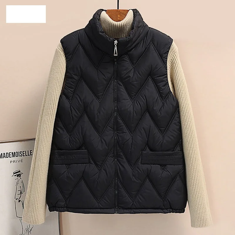 

Autumn/Winter New Sleeveless Standing Collar Versatile Down Cotton Vest Women's Outerwear Fashion Reversal Vest Sweetheart Coat