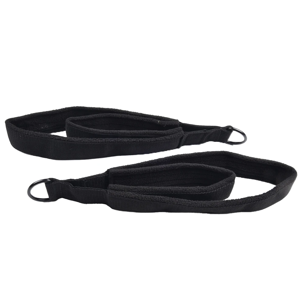 2pcs Double Loop Pilates Circle Foot Straps Black Foot Reformer Fitness Equipment Straps Pilates Double Loop With D-rings