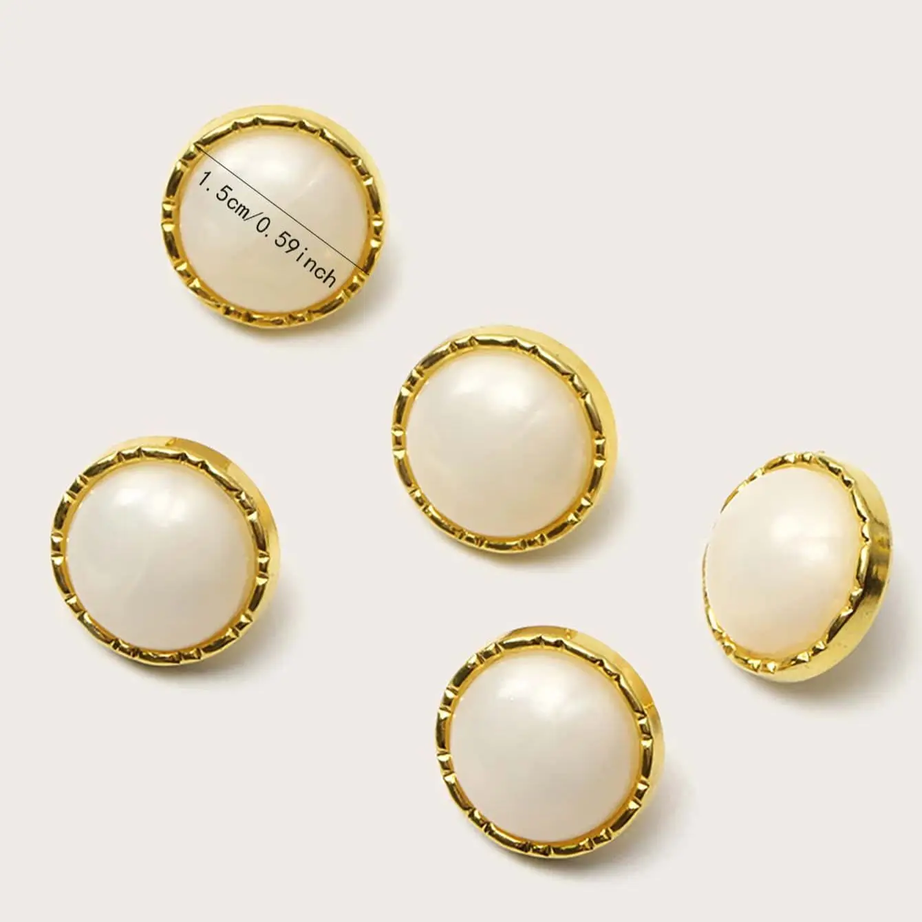 10pcs/Set White Black Color Pearl Shank Buttons Metal Back 15mm Diameter Sewing Buttons For Clothing Dress DIY Decoration