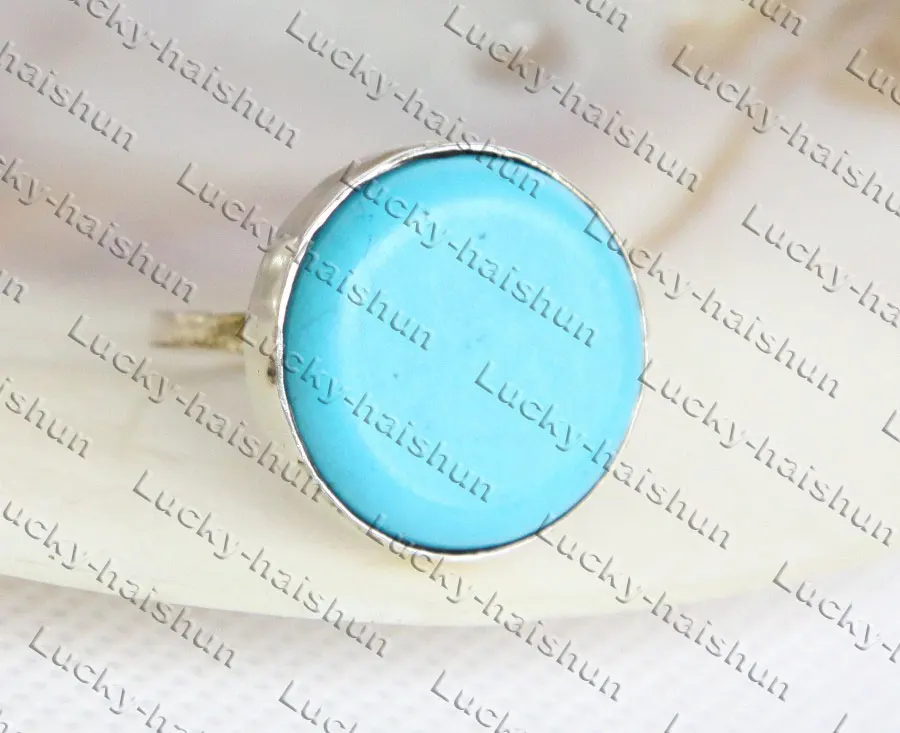 

21mm Round Coin Sky-blue Turquoise Rings C459