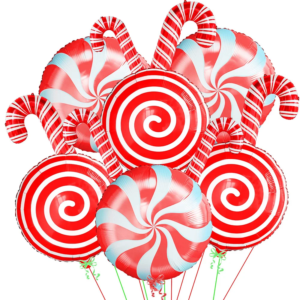 

12 Pcs Christmas Candy Balloons Merry Christmas Balloons Candy Cane Balloon Candy Christmas Foil Balloon Christmas Party Decor