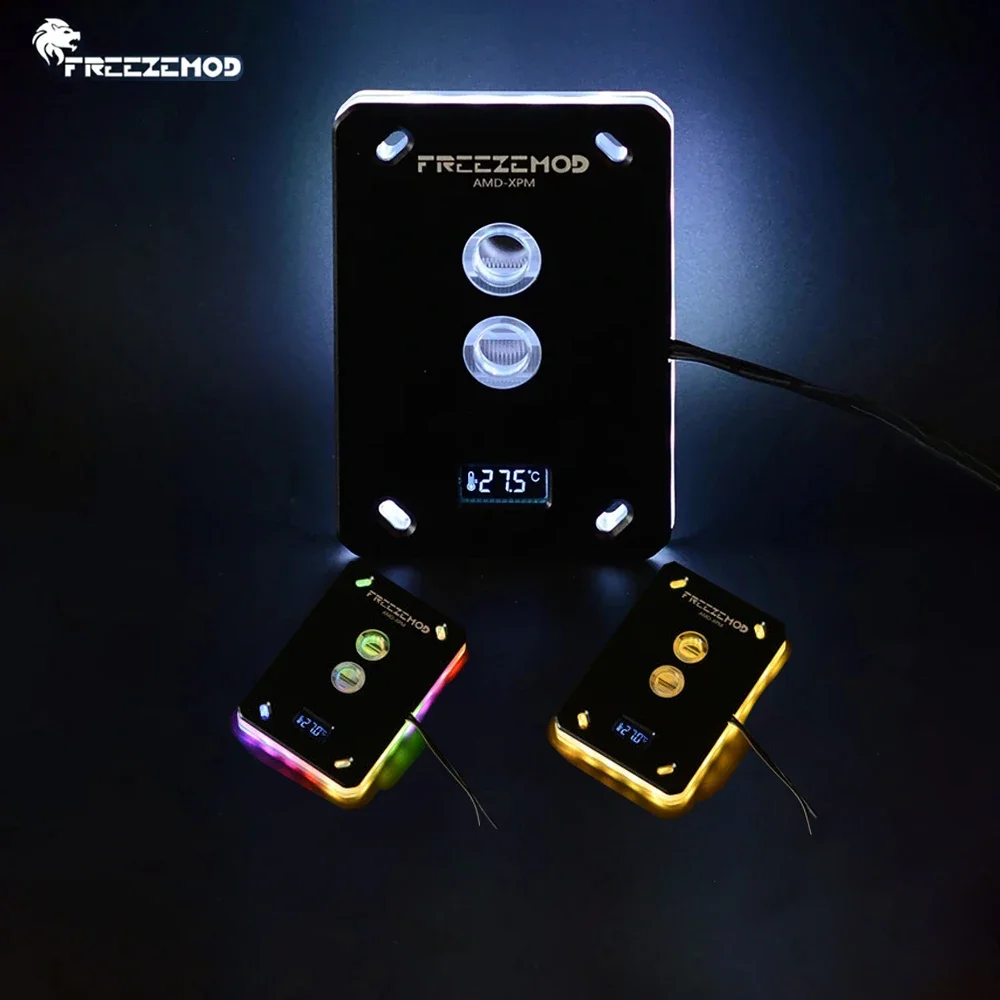Zemod Cpu Bloco de Água com Monitor de Termômetro para Amd Am5 Am3 Am2 Cpu Refrigerador de Água 5v Argb Aura Sync - Imagem 2