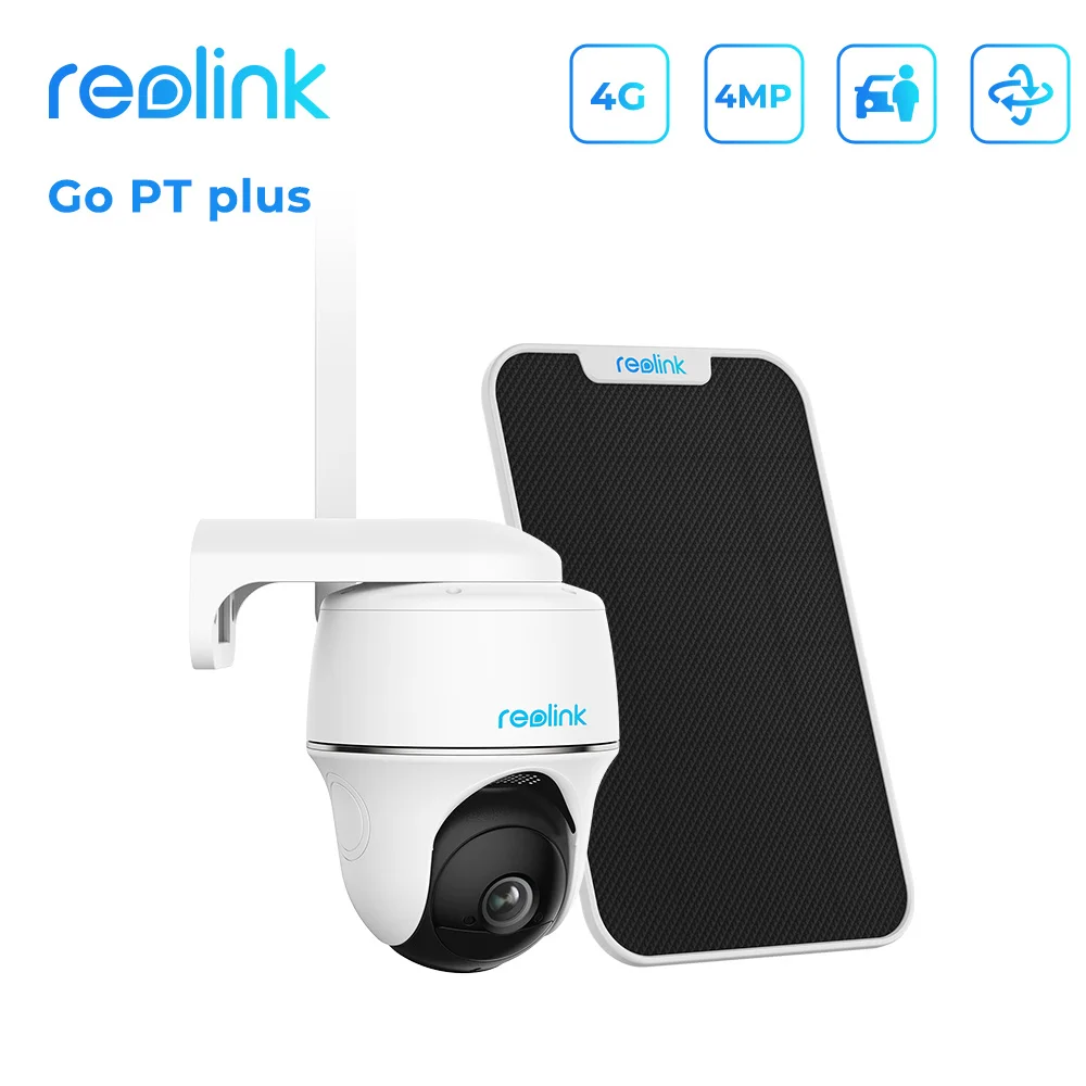 Reolink Go Pt Plus 4G Lte Batteria Ip Camera 4Mp Solar Powered Pan Tilt Pir/Human/Car Detection Audio A 2 Vie Outdoor Cam Sim Card