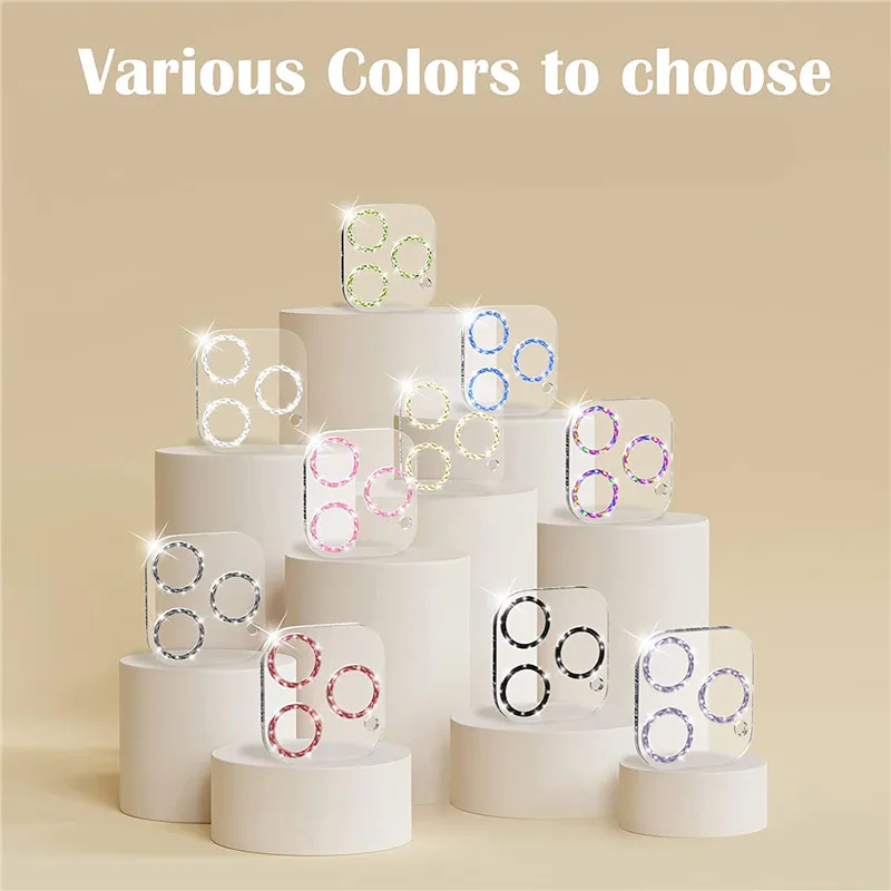 Bling Glitter Diamond Clear Kameraobjektiv-Schutzhülle für IPhone 13 12 11 15 Pro Max Mini 14 Plus 13Pro 12Pro_voghion.com