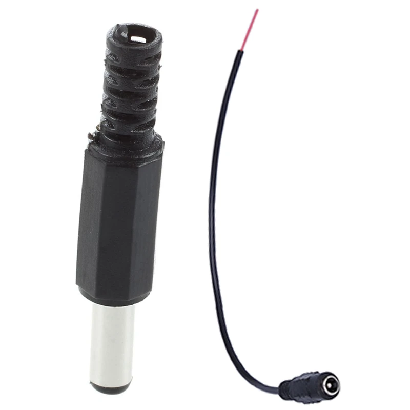 

20Pcs Black 2.5 X 5.5Mm Dc Power Male Plug Jack Adapter & 10Pcs 12V Dc Power Plug Female Jack Plug Connector Cable