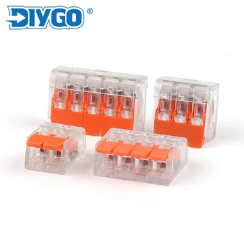 25/50/100PCS สีส้ม LEVER สายไฟ 2/3/4/5 PIN ขนาดกะทัดรัดตัวนํา Push-in Terminal BLOCK MINI Fast CABLE Splicing CONNECTOR 1