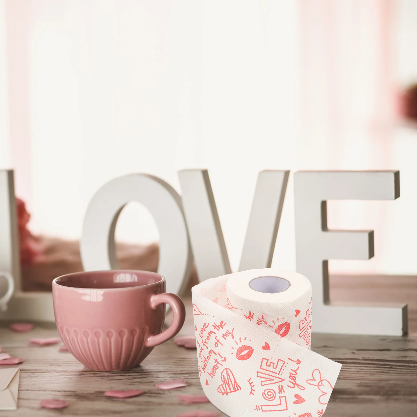 Love Valentine Printed Roll Paper Valentine Printing Napkin Bathroom Roll Tissue Toilet Paper
