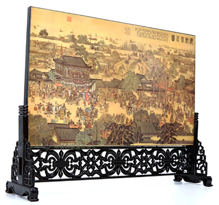 Chinese Wooden Lacquerware Table Ornaments, Office Accessories, Decoration Items for Home, Living Room Gifts with Box