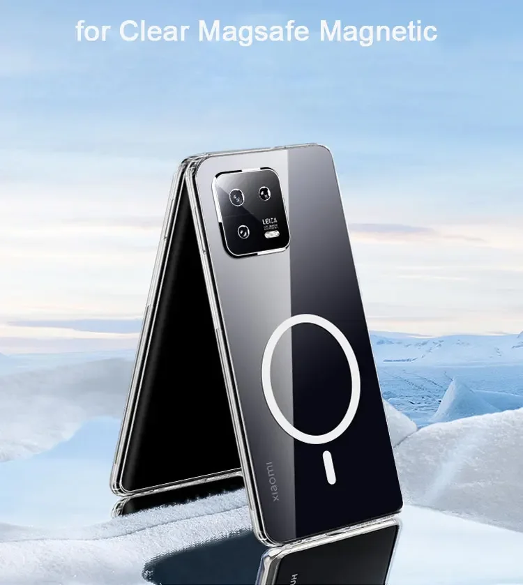 Clear Acrylic Shockproof Phone Cover with Magnetic Wireless Charging Compatibility