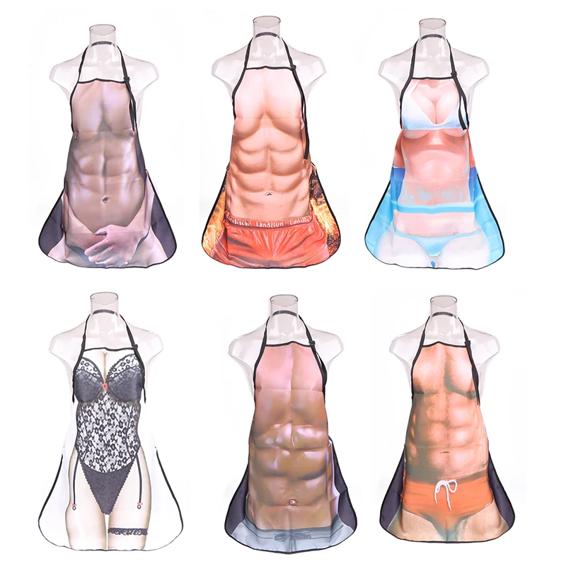 Cotton Women Apron Funny Novelty Women Sexy Kitchen Apron Naked Men Sexy Rude Cheeky Cooking Bbq Party Man Kitchen
