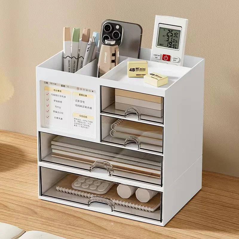 Desktop Simple Drawer Desk Organizer Large Capacity Organizers Office Accessories Pen Holder Storage Box Stationery School