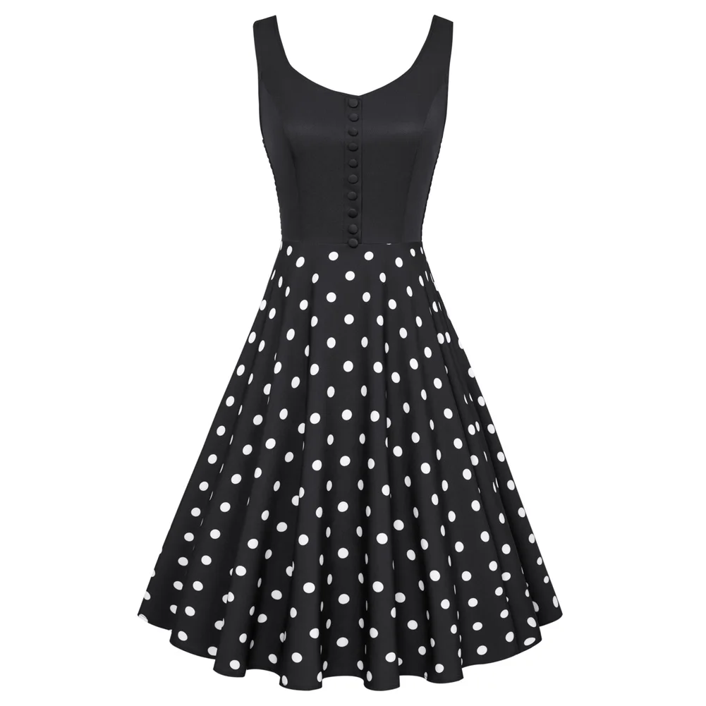 

Belle Poque Women's 1950s Retro Homecoming Dresses Vintage Sleeveless Cocktail Party A-Line Dress For Summer