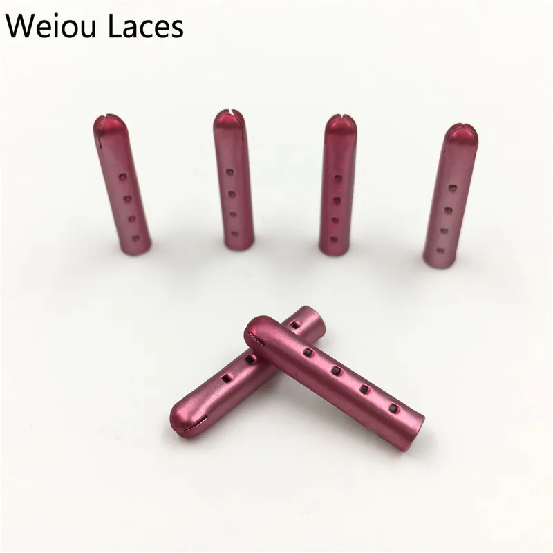 Weiou 100pcs/Lot 3.8x22mm Clothes Lace Painting Purple Shoelace Metal Tips Matt DIY Replacement Custom Aglets Shoe Laces Ends
