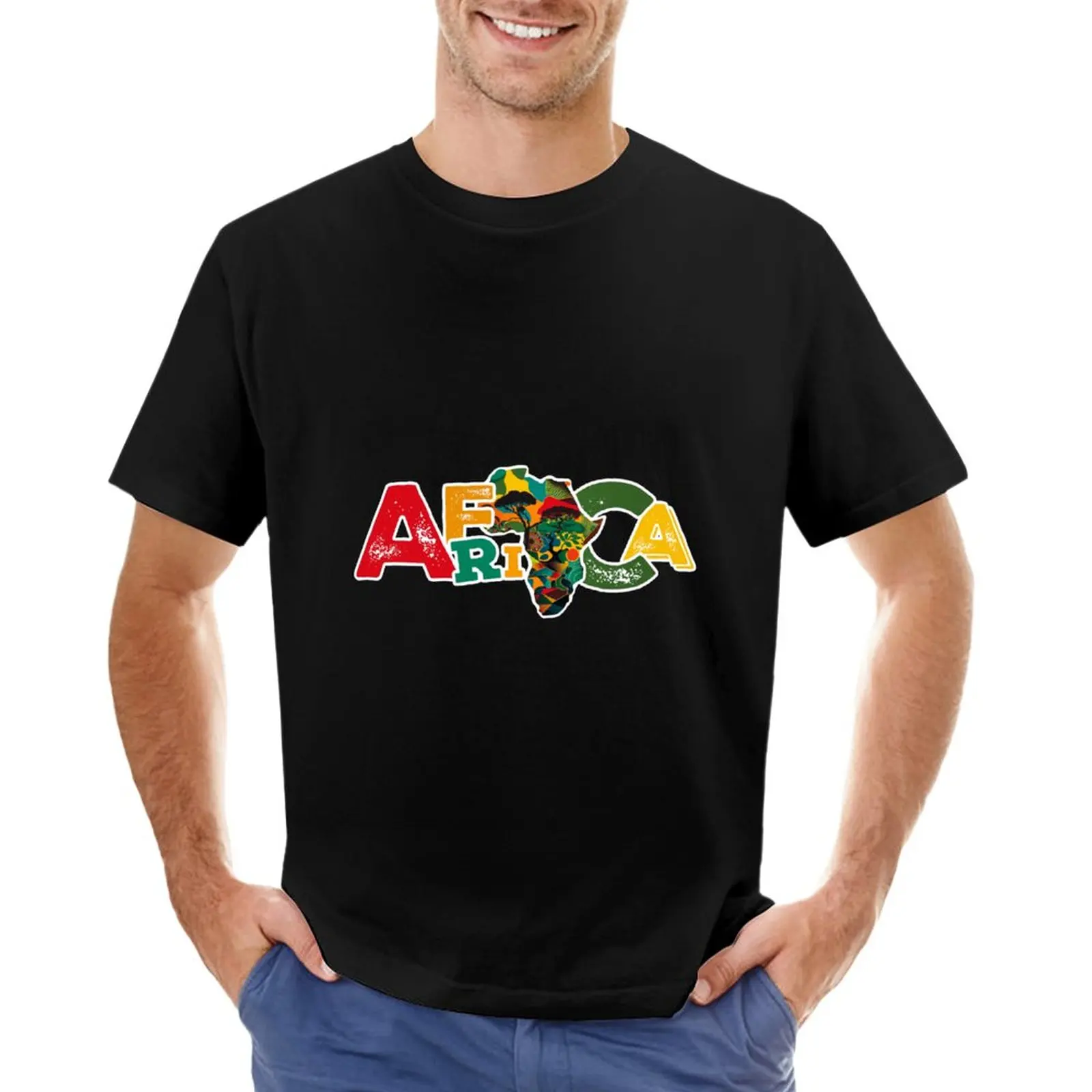 

African typography style T-Shirt anime fruit of the loom mens t shirts