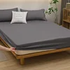 Solid Color Bed Sheet with Elastic Plain Dark Gray Fitted Bed Sheets Single/Queen/King Bed Linen sabanas cama matrimonial Sheets 4