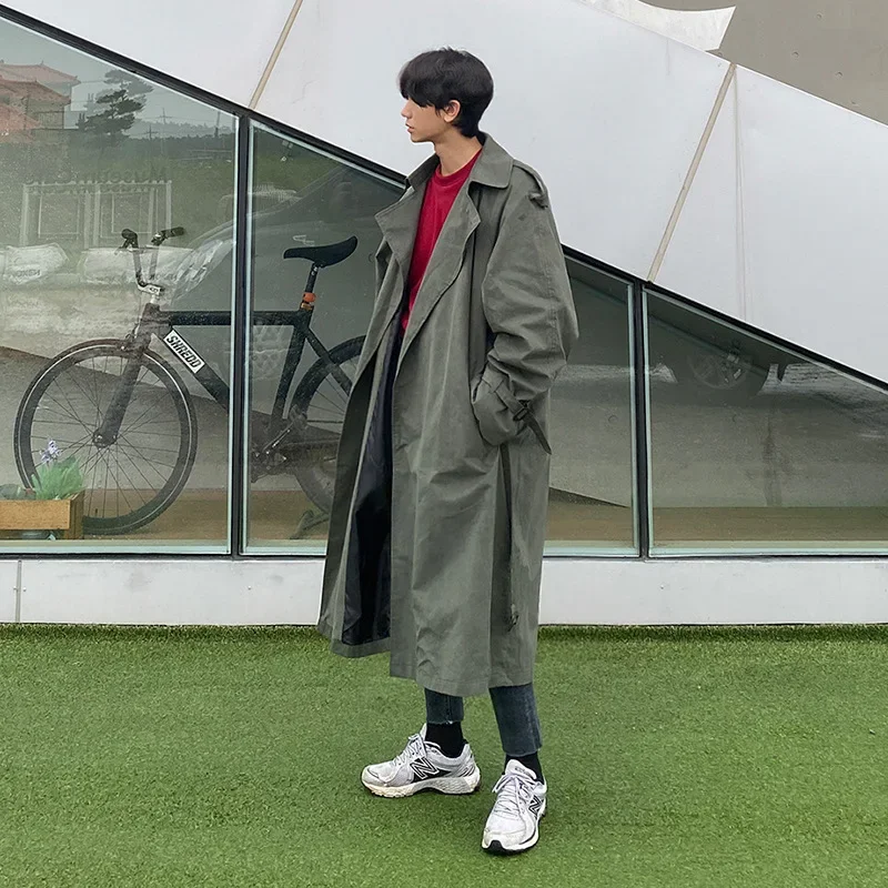 MYQ Japanese Style Men's Loose-Fit Medium-Length Casual Trendy Autumn Military Green Over-Knee Jacket