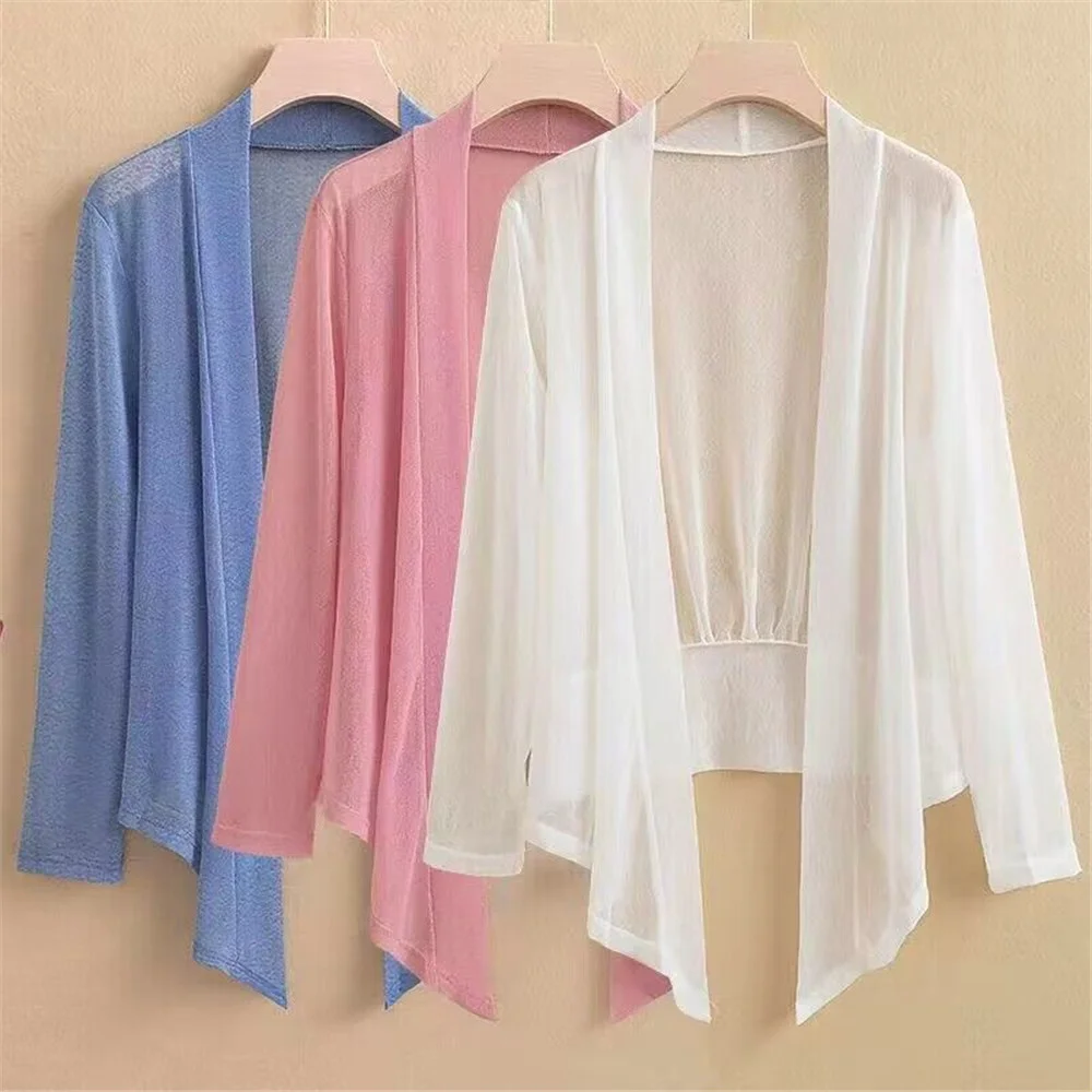 

Women Spring Summer Sun Protection Clothing Shawl Oversized Outerwear Female Long Sleeve Cardigan Shirt Women Thin Coat Jacket
