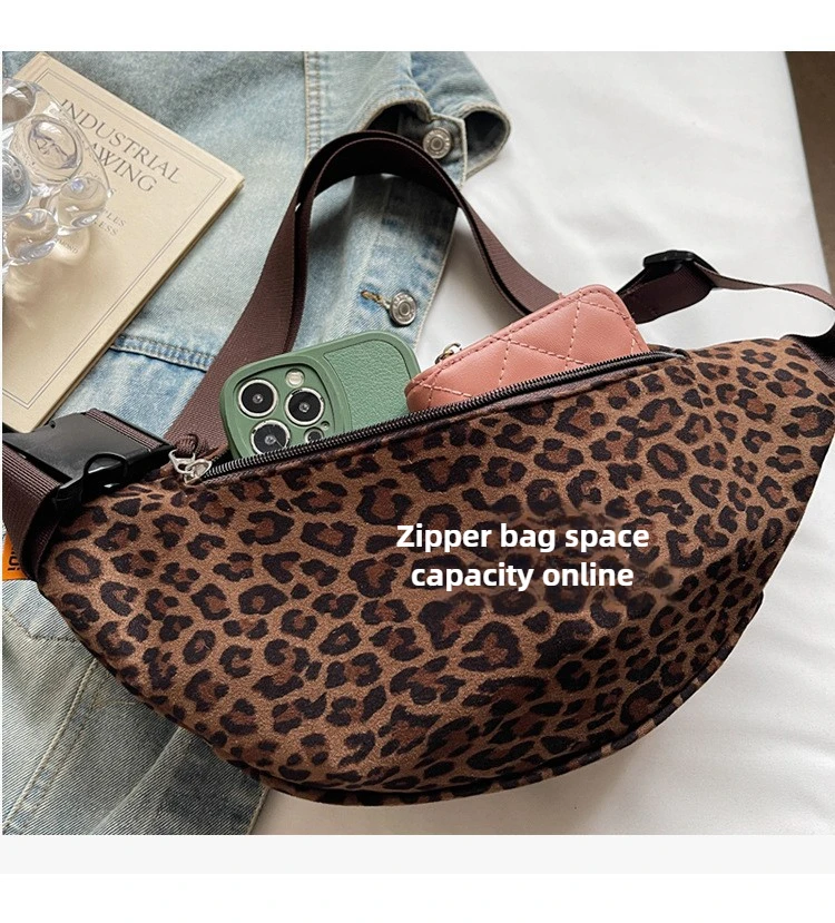 Women's Leopard Print Chest Bag, Autumn/Winter Fashion Crossbody Bag, Trendy Sporty Multifunctional Waist Bag Waist Packs bolsa
