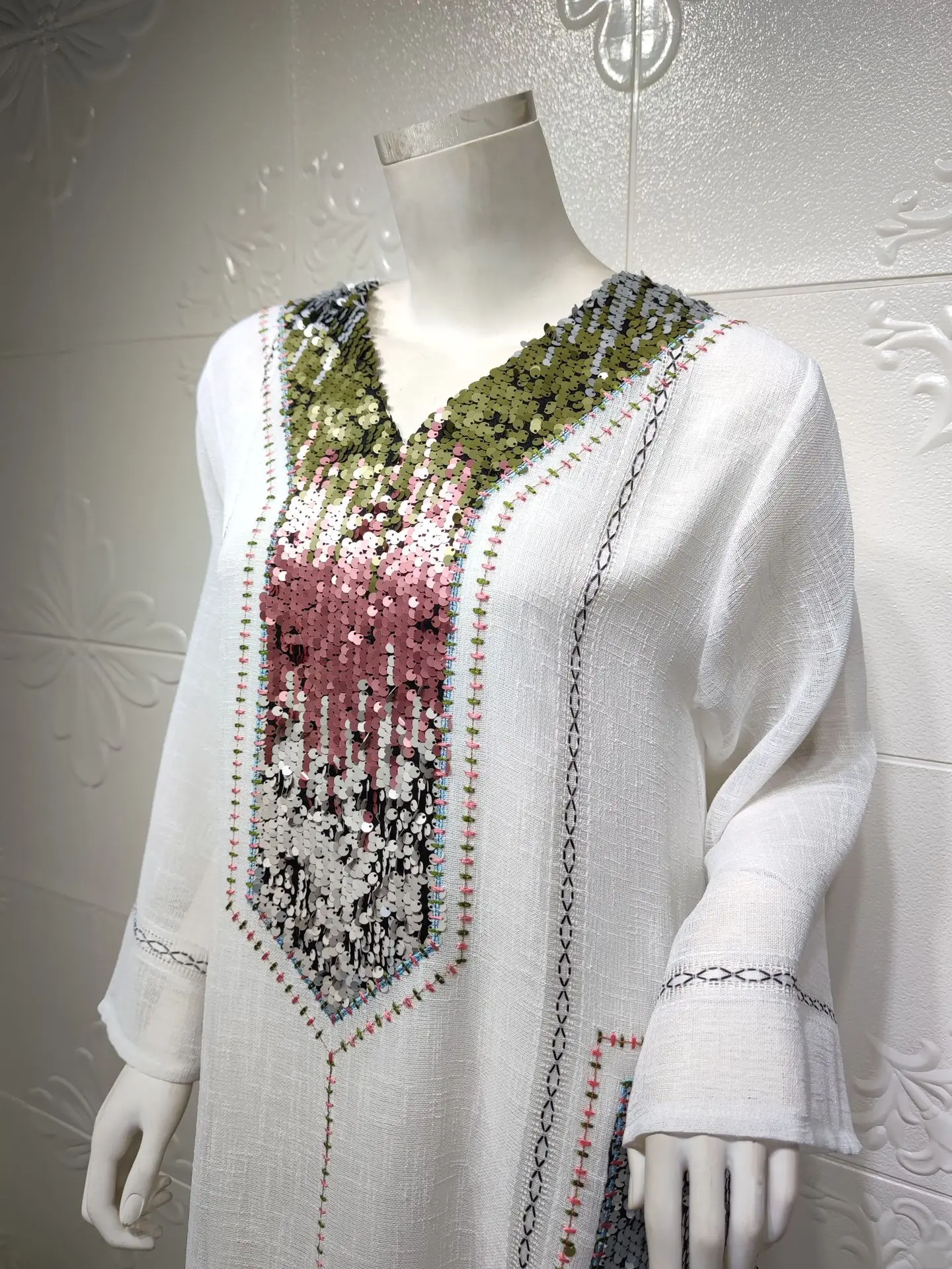 Middle East Jalabiya Dubai Sparkle Sequins Embroidered Robes Muslim women's clothing Ramadan Elegant Turkey Abaya Party Dress